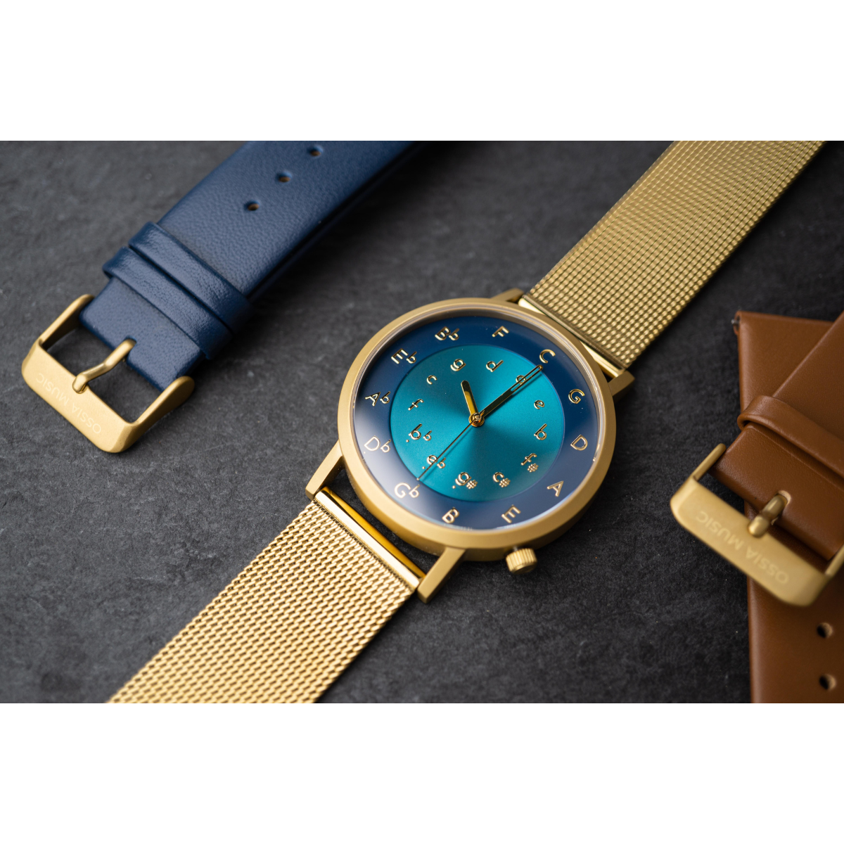 Ossia Watch - Symphony Azure with Gold Mesh Strap
